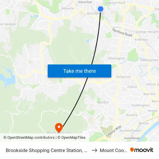 Brookside Shopping Centre Station, Platform B to Mount Coot tha map