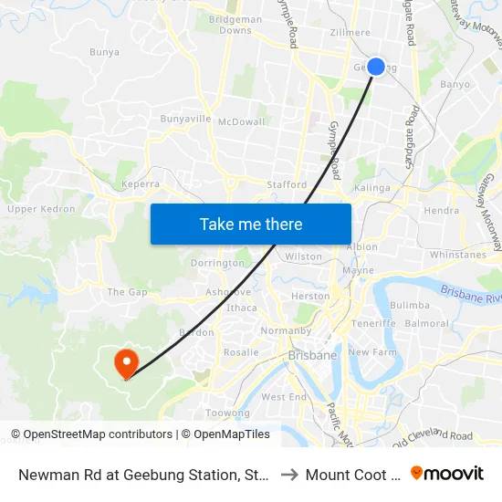 Newman Rd at Geebung Station, Stop 51 to Mount Coot tha map