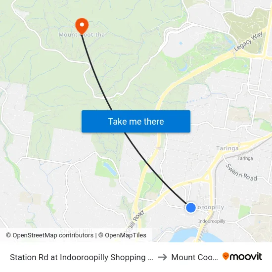 Station Rd at Indooroopilly Shopping Ctr, Stop D to Mount Coot tha map