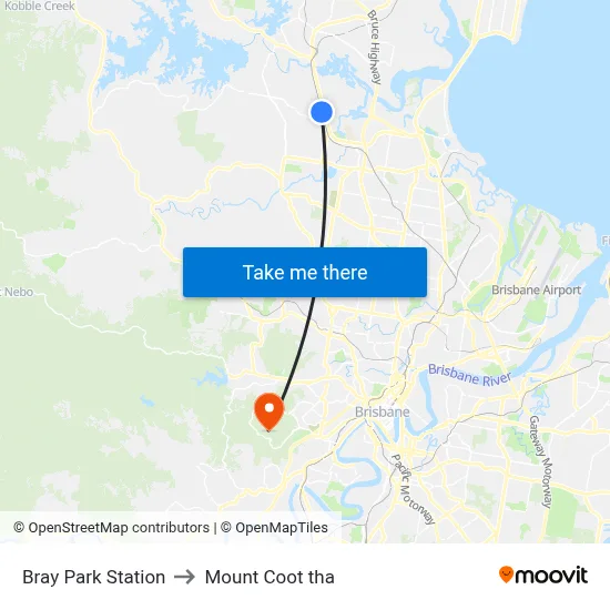 Bray Park Station to Mount Coot tha map