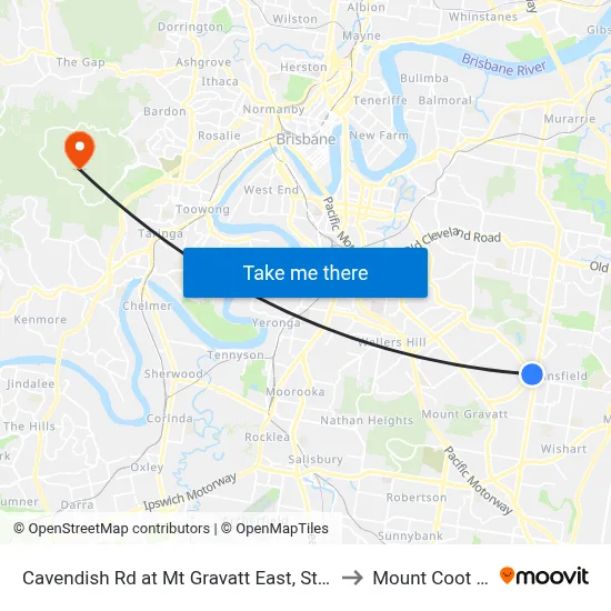 Cavendish Rd at Mt Gravatt East, Stop 60 to Mount Coot tha map