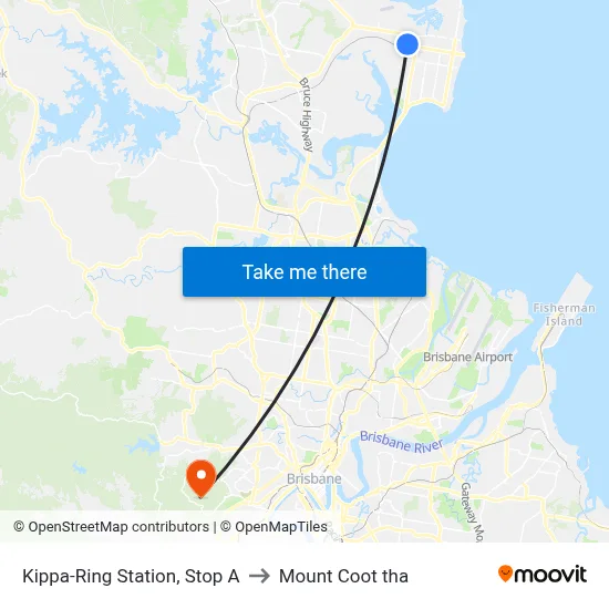 Kippa-Ring Station, Stop A to Mount Coot tha map
