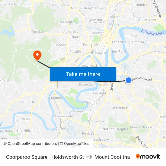 Coorparoo Square - Holdsworth St to Mount Coot tha map