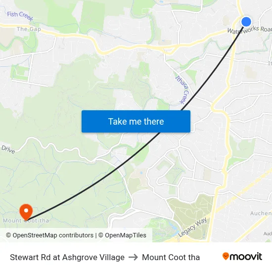 Stewart Rd at Ashgrove Village to Mount Coot tha map