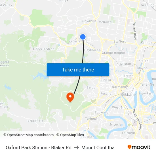 Oxford Park Station - Blaker Rd to Mount Coot tha map