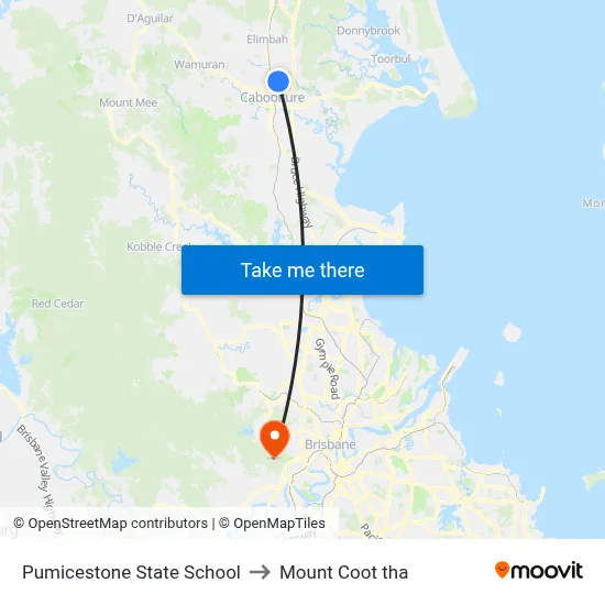 Pumicestone State School to Mount Coot tha map