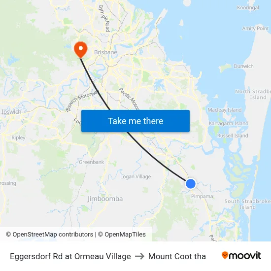Eggersdorf Rd at Ormeau Village to Mount Coot tha map