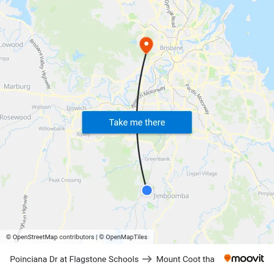 Poinciana Dr at Flagstone Schools to Mount Coot tha map