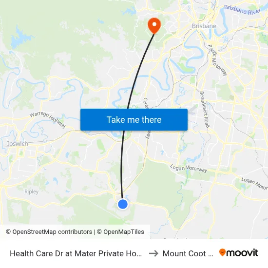Health Care Dr at Mater Private Hospital to Mount Coot tha map