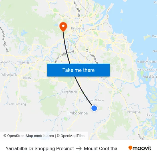 Yarrabilba Dr Shopping Precinct to Mount Coot tha map