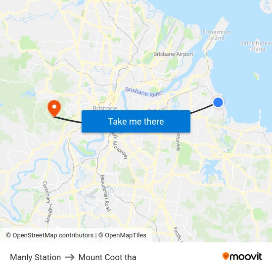Manly Station to Mount Coot tha map