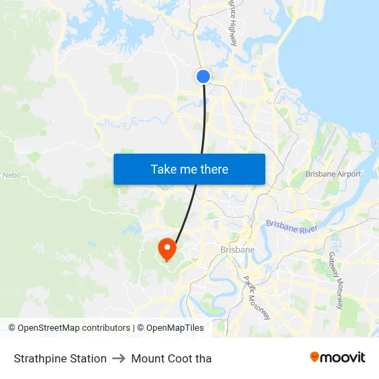 Strathpine Station to Mount Coot tha map