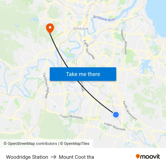 Woodridge Station to Mount Coot tha map
