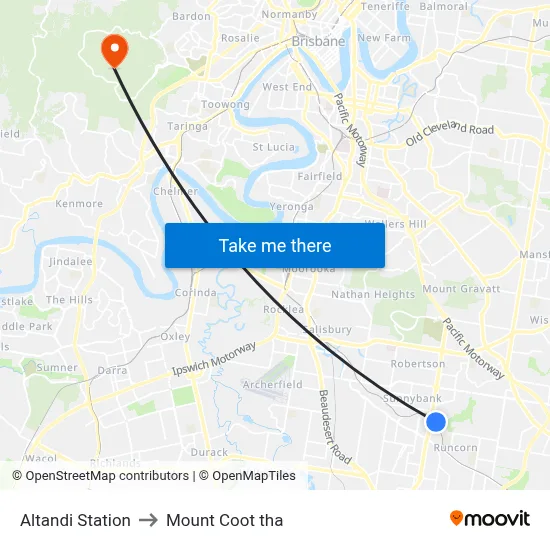 Altandi Station to Mount Coot tha map