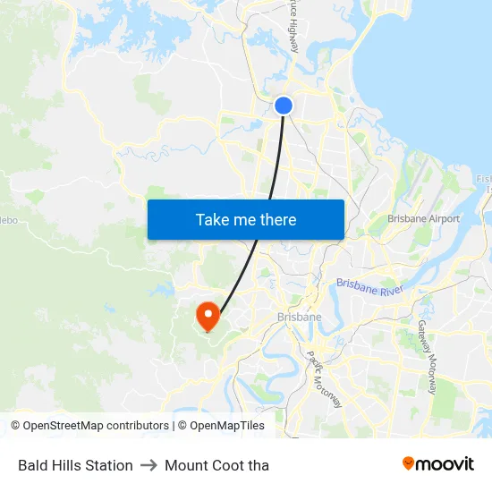 Bald Hills Station to Mount Coot tha map