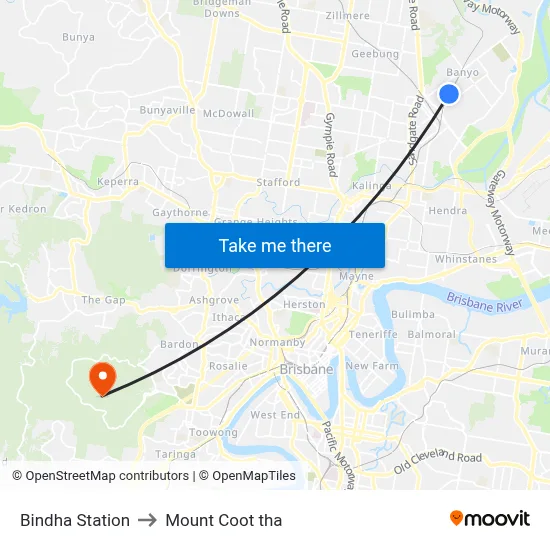 Bindha Station to Mount Coot tha map
