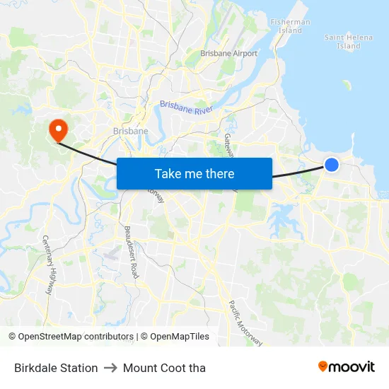 Birkdale Station to Mount Coot tha map
