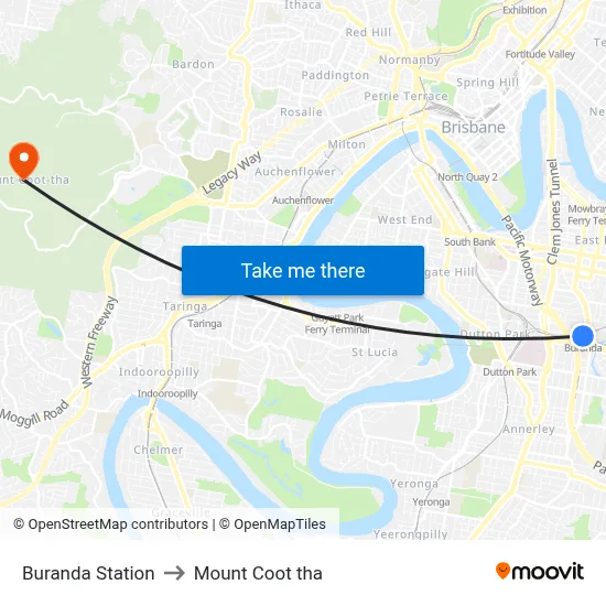 Buranda Station to Mount Coot tha map