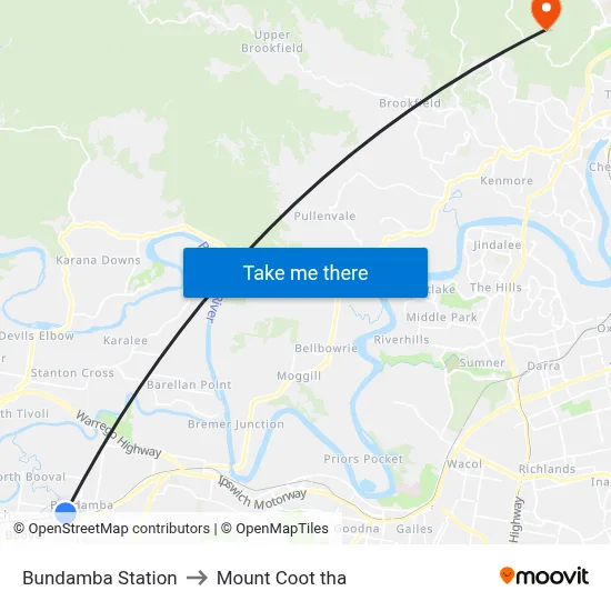 Bundamba Station to Mount Coot tha map