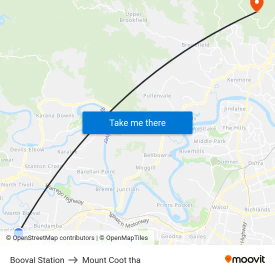 Booval Station to Mount Coot tha map