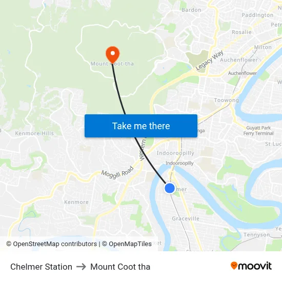 Chelmer Station to Mount Coot tha map