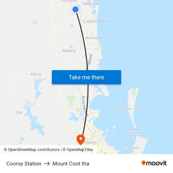 Cooroy Station to Mount Coot tha map