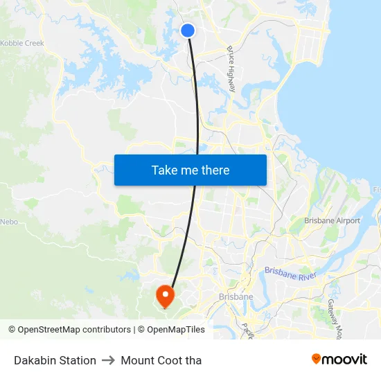 Dakabin Station to Mount Coot tha map