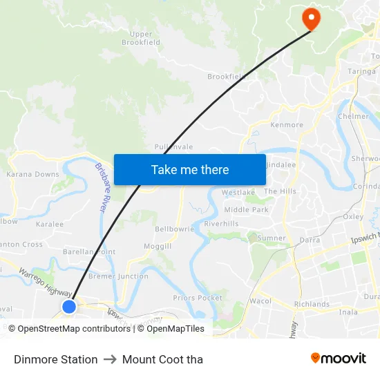 Dinmore Station to Mount Coot tha map