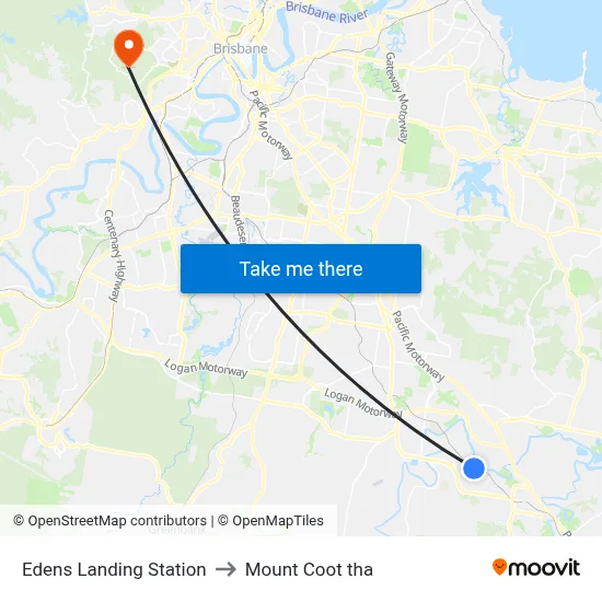 Edens Landing Station to Mount Coot tha map