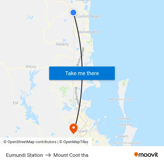 Eumundi Station to Mount Coot tha map