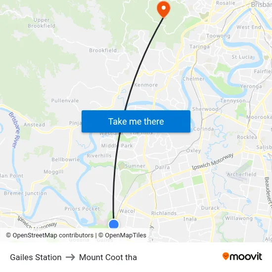 Gailes Station to Mount Coot tha map