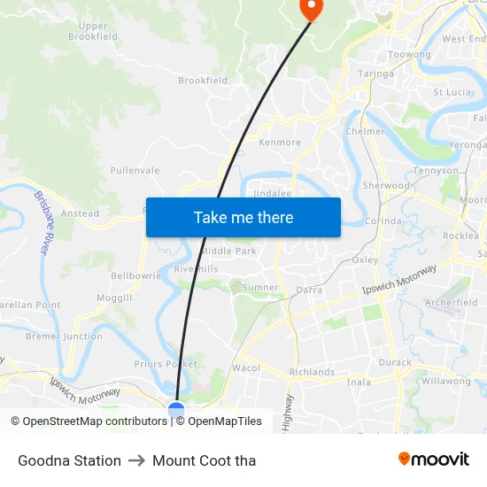 Goodna Station to Mount Coot tha map
