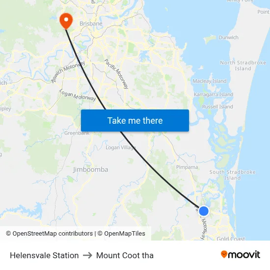 Helensvale Station to Mount Coot tha map