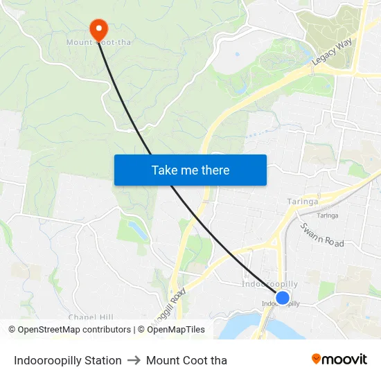 Indooroopilly Station to Mount Coot tha map