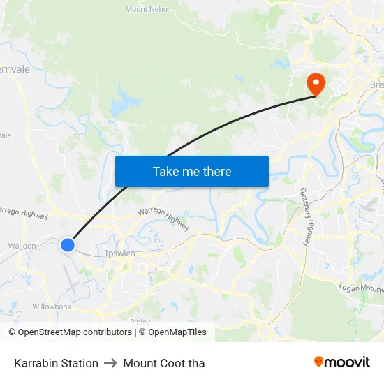 Karrabin Station to Mount Coot tha map