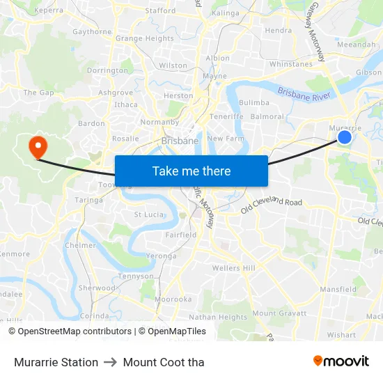 Murarrie Station to Mount Coot tha map