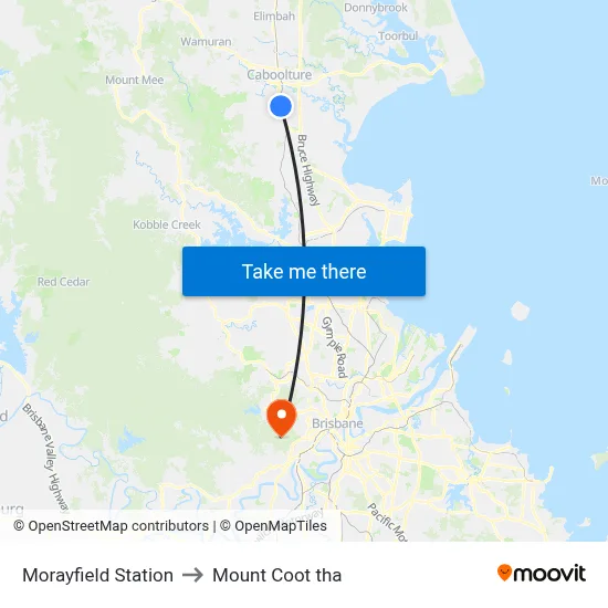 Morayfield Station to Mount Coot tha map