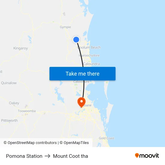 Pomona Station to Mount Coot tha map