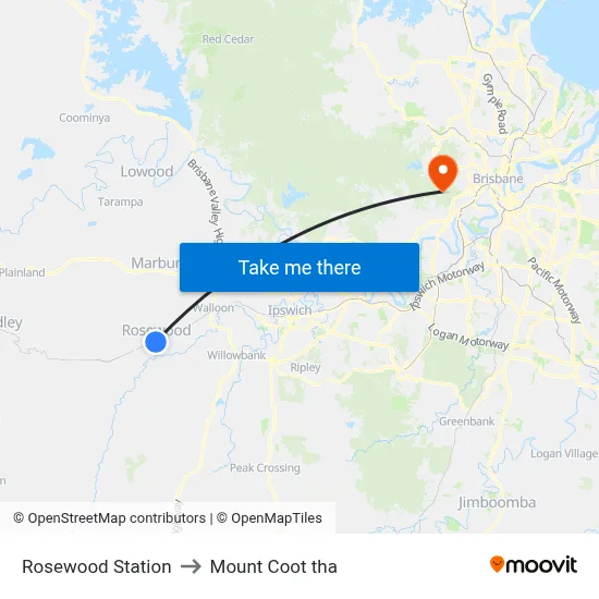 Rosewood Station to Mount Coot tha map