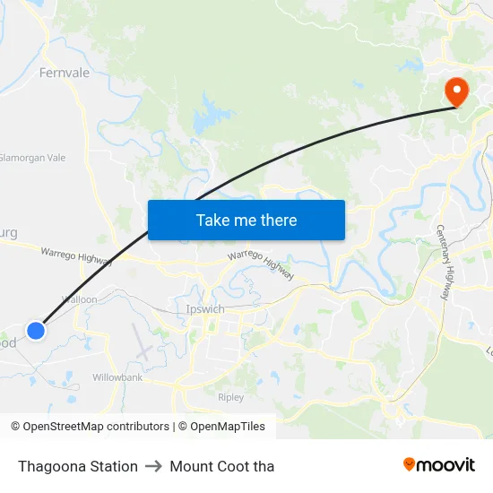 Thagoona Station to Mount Coot tha map
