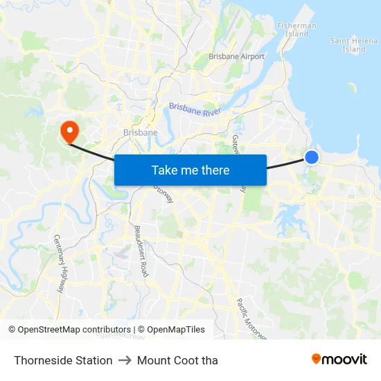 Thorneside Station to Mount Coot tha map