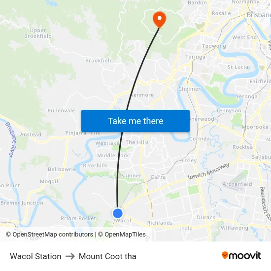 Wacol Station to Mount Coot tha map