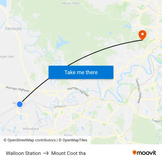 Walloon Station to Mount Coot tha map