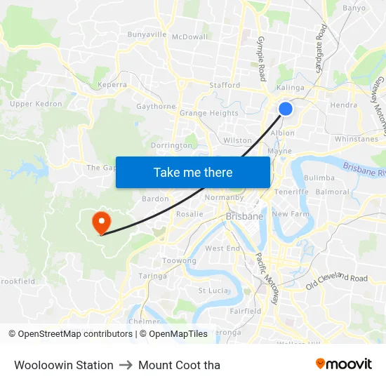 Wooloowin Station to Mount Coot tha map