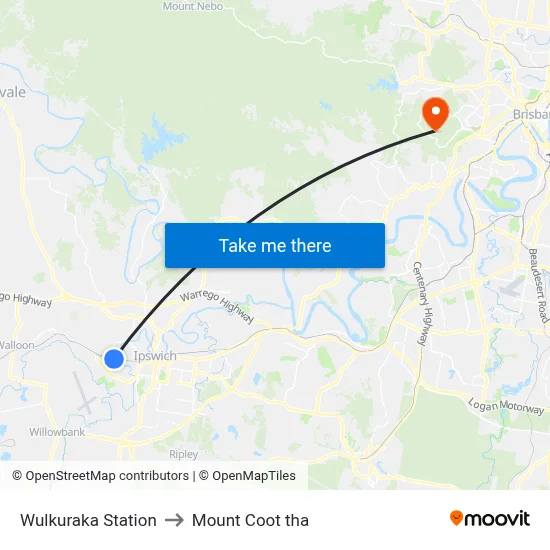 Wulkuraka Station to Mount Coot tha map