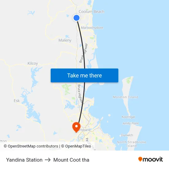 Yandina Station to Mount Coot tha map