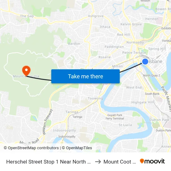 Herschel Street Stop 1 Near North Quay to Mount Coot tha map