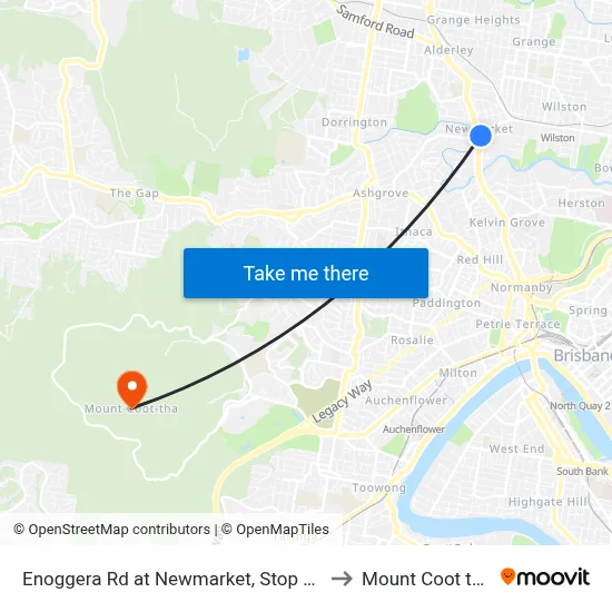 Enoggera Rd at Newmarket, Stop 20 to Mount Coot tha map