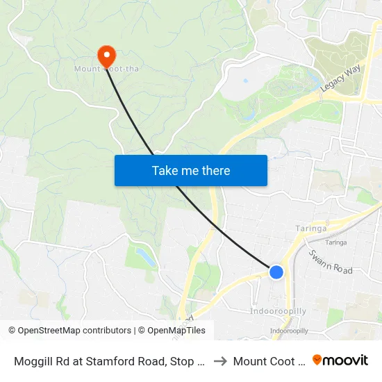 Moggill Rd at Stamford Road, Stop 22/23 to Mount Coot tha map