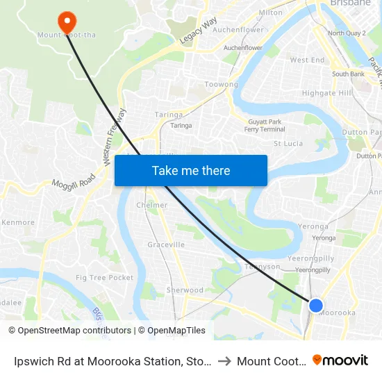 Ipswich Rd at Moorooka Station, Stop 38/39 to Mount Coot tha map